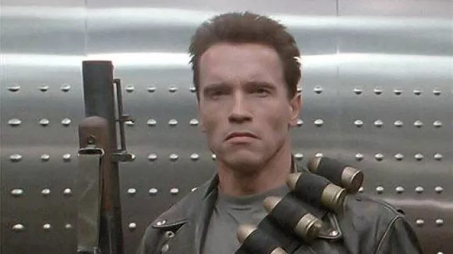 Veste en cuir de moto portée par The Terminator (Arnold Schwarzenegger) comme on le voit dans Terminator 2 : Le Jugement dernier film tenues