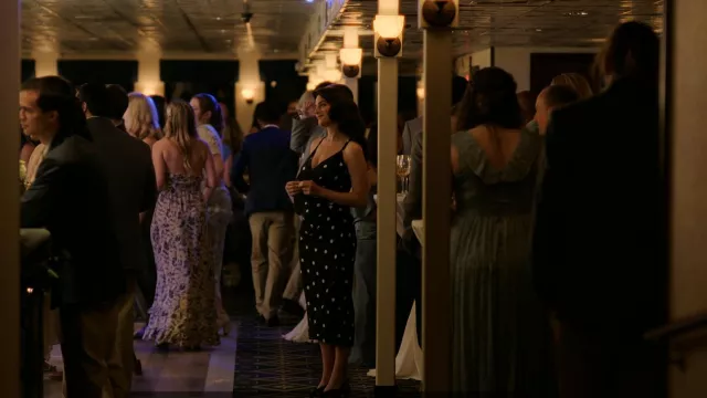 The black dress with white polka dots Dolce & Gabbana worn by Emma  (Jenny Slate) in the film I Want You Back | Spotern