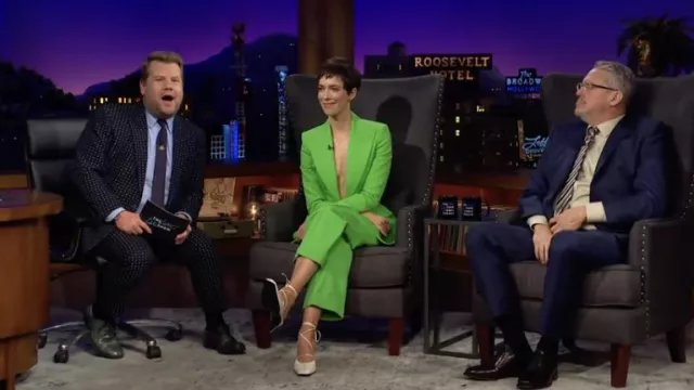 Giuseppe Di Morabito Green Blazer and Pants worn by Rebecca Hall as seen in The Late Late Show with James Corden on February 16, 2022