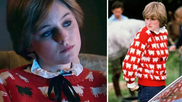Black Sheep Sweater worn by (Emma Corrin) in The Crown TV series wardrobe Season 4 
