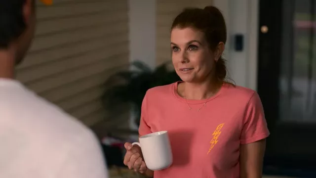 Bolt Design Pink Tee worn by Maddie Townsend (JoAnna Garcia) in Sweet Magnolias TV show wardrobe (Season 2)