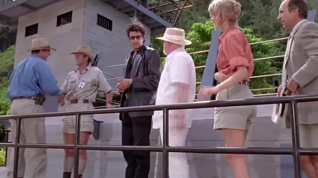 Leather blazer jacket worn by Malcolm (Jeff Goldblum) in Jurassic Park movie wardrobe
