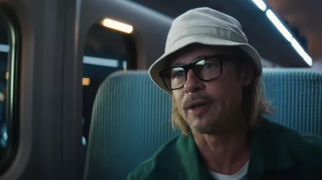 White Bucket Hat worn by Ladybug (Brad Pitt) as seen in Bullet Train movie outfits