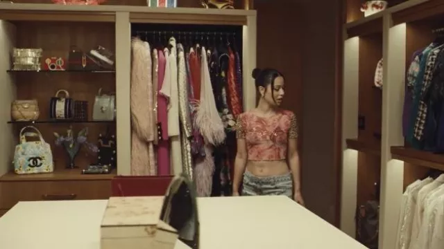Blumarine Printed Crop Top worn by Maddy Perez (Alexa Demie) as seen in  Euphoria TV series (S02E02)