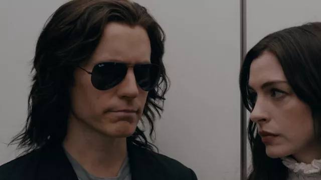 Ray-Ban Black sunglasses worn by Adam Neumann (Jared Leto) as seen in WeCrashed TV show (S01E01)