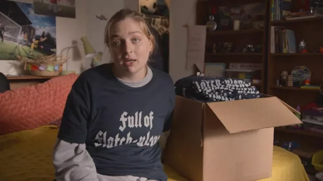 Full Of Flatch Ulence T-Shirt worn by Kelly Mallet (Chelsea Holmes) in Welcome to Flatch TV series outfits (S01E06)