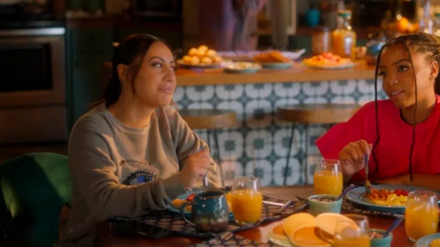 Ragdoll Eye See You sweater worn by Ana Torres (Francia Raisa) in grown-ish TV show wardrobe (Season 4 Episode 18)