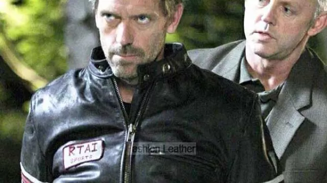 Black Racer Leather Jacket worn by Dr. Gregory House (Hugh Laurie) in House TV series outfits (Season 6 Episode 22)
