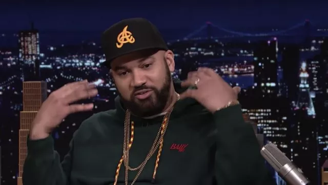 Bally Forest Green Hoodie worn by Mero as seen in The Tonight Show Starring Jimmy Fallon