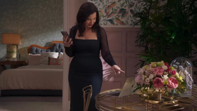 Dolce & Gabbana Tulle-trimmed stretch-crepe midi dress in black worn by Angelica (Fran Drescher) as seen in Mr. Mayor (S02E03)