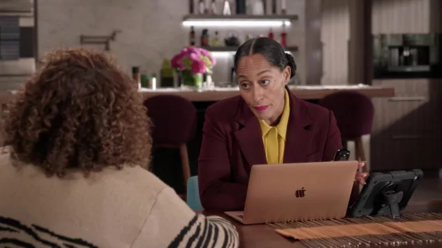 Isabel Marant Heron longsleeved polo jumper in yellow worn by Rainbow Johnson (Tracee Ellis Ross) as seen in black-ish TV show (S08E11)