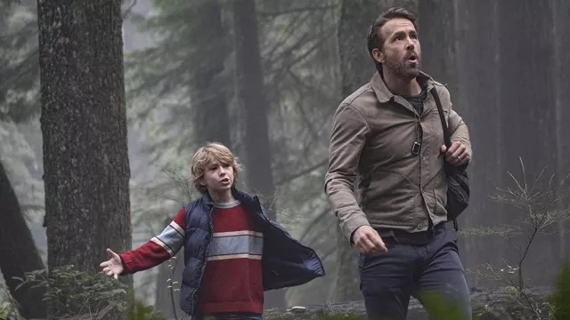 Beige jacket worn by Adam (Ryan Reynolds) as seen in The Adam Project movie