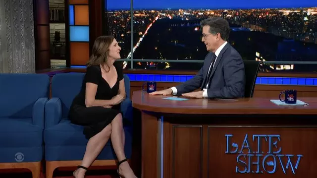 Black dress worn by Molly Shannon as seen in The Late Show with Stephen Colbert on April 13, 2022