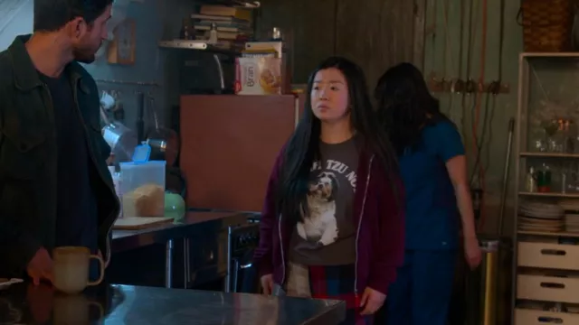 'DOG' I Shih Tzu Not t-shirt en gris porté par Alice Kwan (Sherry Cola) dans les tenues de la série télévisée Good Trouble (Saison 4 Episode 7)