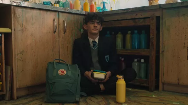 Fjallraven Backpack in Frost Green worn by Charlie Spring (Joe Locke) as seen in Heartstopper TV show wardrobe (Season 1 Episode 1)