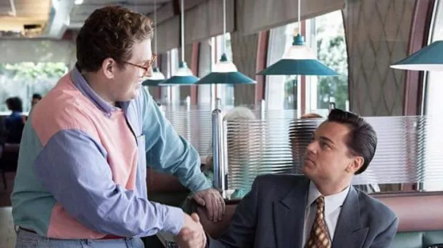 Donnie Azoff's (Jonah Hill) pastel shirt in the movie The Wolf of Wall Street
