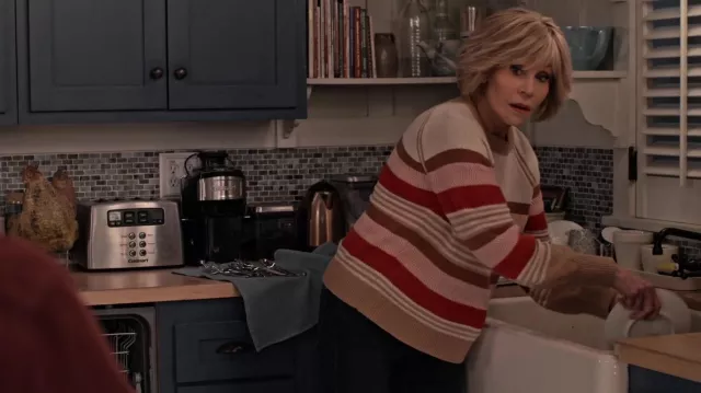 & Other Stories striped Wool Blend Sweater worn by Grace Hanson (Jane Fonda) as seen in Grace and Frankie (S07E03)