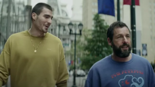 "Philadelphia" Navy Yard Sweatshirt worn by Stanley Beren (Adam Sandler) as seen in Hustle movie