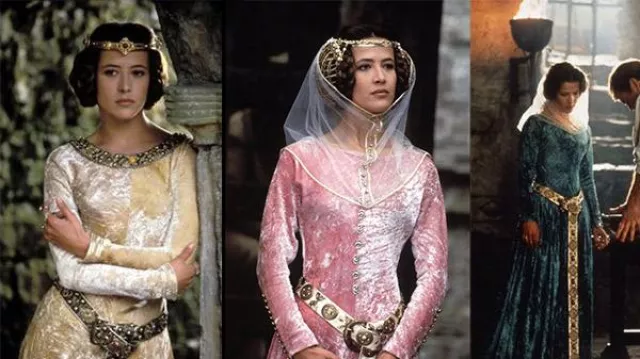 Velvet Costume dress with belt and veil worn by Princess Isabelle (Sophie Marceau) in Braveheart