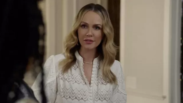 Acler Stapleton Belted Cotton-Blend Top worn by Laura Fine-Baker (Monet Mazur) as seen in All American Tv series (Season 4 Episode 19)