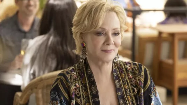 Fields Of Treasure Layering With Neck Bands kimono jacket worn by Deborah Vance (Jean Smart) as seen in Hacks (S02E08)