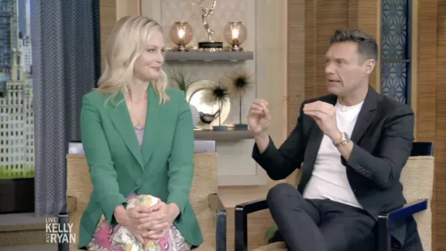 Carolina Herrera Tailored Crepe Blazer Jacket in green of Alexandra Wentworth in LIVE with Kelly and Ryan