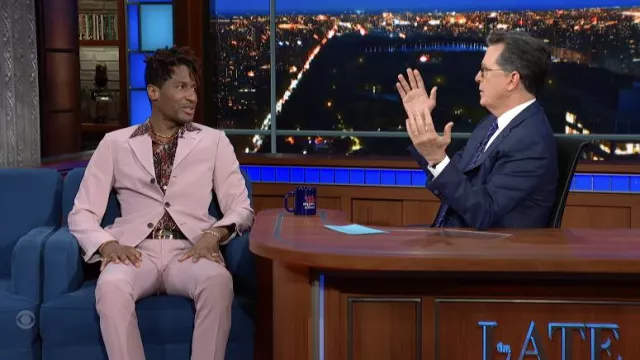 Gucci Leather belt with Double G buckle worn by Jon Baptiste as seen in The Late Show with Stephen Colbert