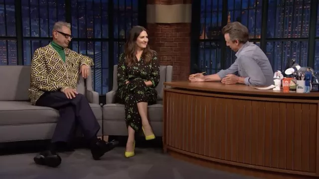 HVN Gia floral-print woven jumpsuit worn by D'Arcy Carden as seen in Late Night with Seth Meyers
