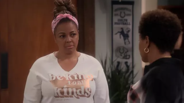 Be Kind to all Kinds Sweatshirt worn by Regina Upshaw (Kim Fields) in The Upshaws TV series (Season 2)