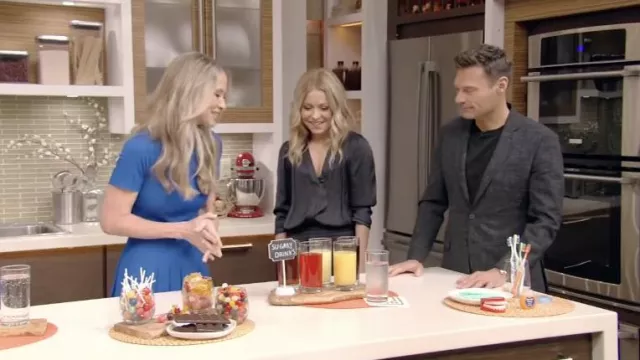 Zadig & Voltaire Captain Satin Jumpsuit in black worn by Kelly Ripa in LIVE with Kelly and Ryan