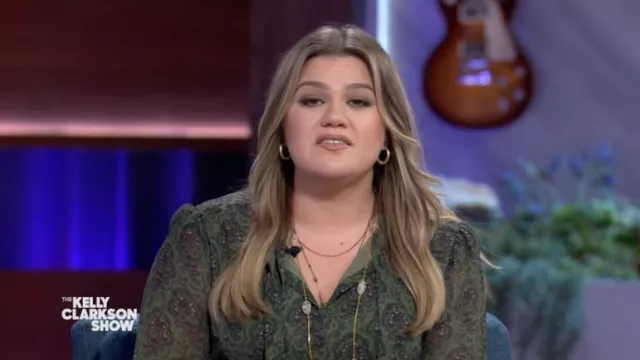 Paige Vittoria Mini Dress with Neck Tie worn by Kelly Clarkson as seen in The Kelly Clarkson Show