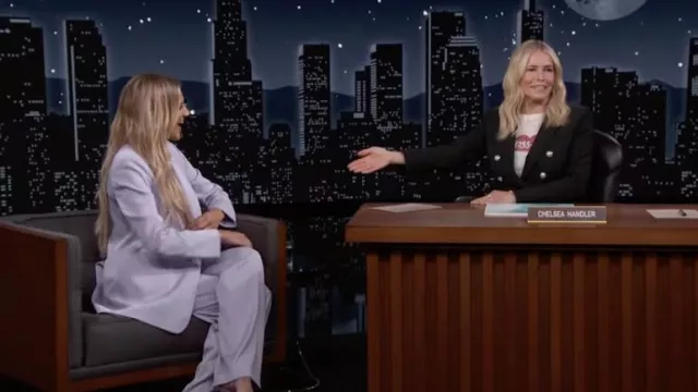 Lilac Jacket and pants set worn by Kelsea Ballerini in Jimmy Kimmel Live!