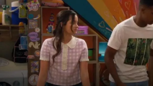 Maje Plaid Short Sleeve Sweater worn by Lex (Jules LeBlanc) as seen in Side Hustle (S02E03)