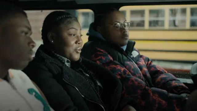 The North Face TNF Black Marble Camo Print worn by Maisha (Genesis Denise Hale) as seen in The Chi (S05E01)
