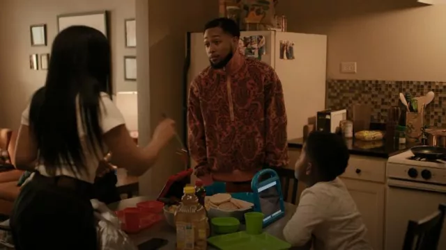 Aries Paisley Print Zip Front Jumper worn by Emmett Washington (Jacob Latimore) as seen in The Chi (S05E02)