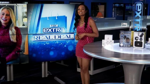 Zara Plaid Crochet Top worn by Rachel Lindsay in Extra on 05 July 2022