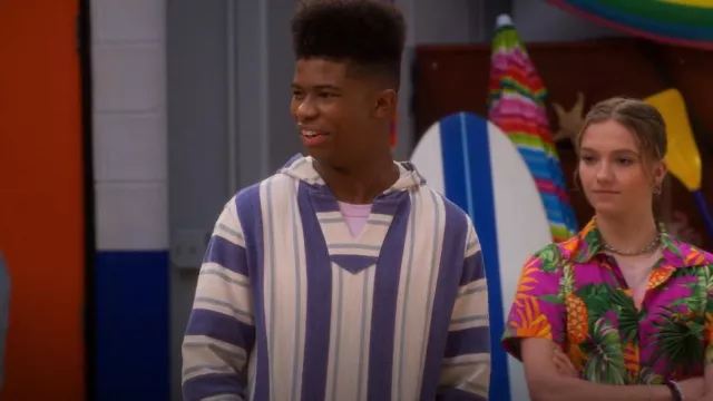 Faherty Cas­cade Stripe Cot­ton Hood­ie worn by Munchy (Isaiah Crews) as seen in Side Hustle (S02E16)