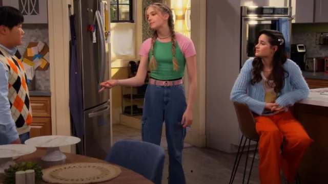 Collusion Raglan Rib Fit­ted Short Sleeve Tee worn by Presley (Jayden Bartels) as seen in Side Hustle (S02E19)