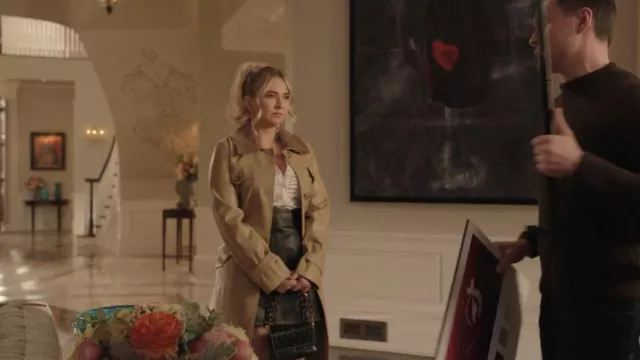 Topshop Faux Leather Mini Skirt worn by Amanda Carrington (Eliza Bennett) in Dynasty (S05E03)