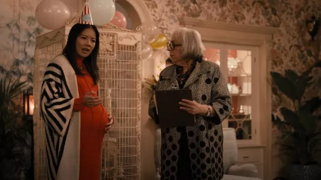 Dex Kimono Sleeve Cardigan worn by Nina Lin (Christine Ko) as seen in Only Murders in the Building (S02E03)