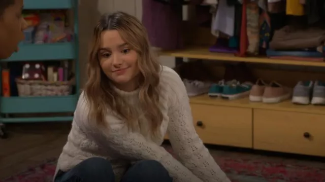 Madewell Pointelle Stitch Mix Mock Neck Sweater worn by Lex (Jules LeBlanc) as seen in Side Hustle (S01E05)