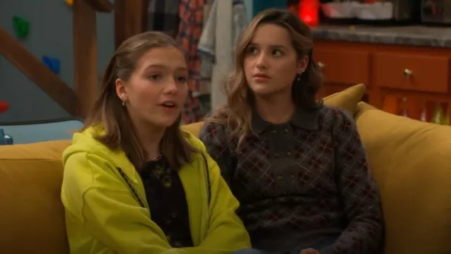 Zara Argyle Sweater worn by Lex (Jules LeBlanc) as seen in Side Hustle (S01E10)