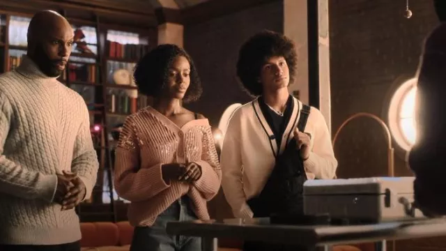 Zara Numbered Jacquard Cardigan worn by Lino (Donovin Miller) as seen in Tom Swift (S01E03)