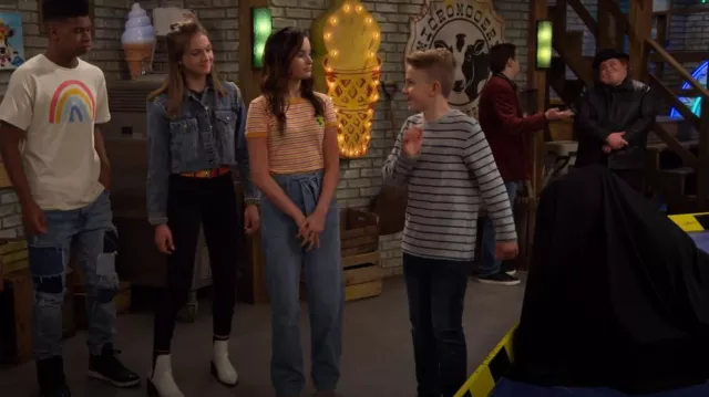 Boohoo Lemon Stripe Ringer T-shirt worn by Lex (Jules LeBlanc) as seen in Side Hustle (S01E20)