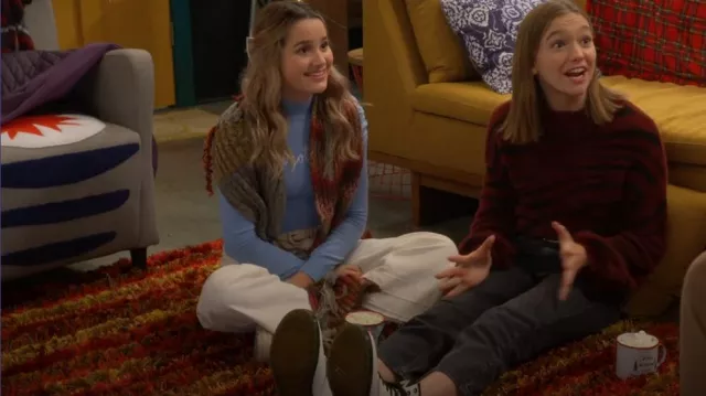 River Island Blue You Got This Sweater worn by Lex (Jules LeBlanc) as seen in Side Hustle (S01E05)