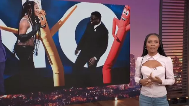 Chemise Fleur Du Mal Bella portée par Zuri Hall vue dans Access Hollywood le 20 juillet 2022