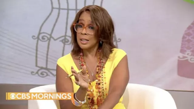 Dolce & Gabbana V-Neck Cady Dress in yellow worn by Gayle King in CBS  Mornings on July 20, 2022 | Spotern