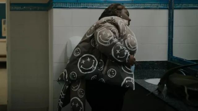 Geeksta Smiley Puff Jacket worn by Maisha (Genesis Denise Hale) as seen in The Chi (Season 5 Episode 4)