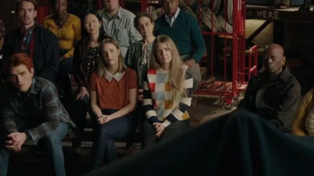 Tory Burch Checkered Pullover Sweater worn by Polly Cooper (Tiera Skovbye) as seen in Riverdale (S06E10)