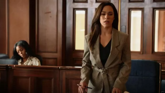 Boss Jamielle Prince of Wales Checkered Blazer worn by Emily Lopez (Jessica Camacho) as seen in All Rise (S03E06)